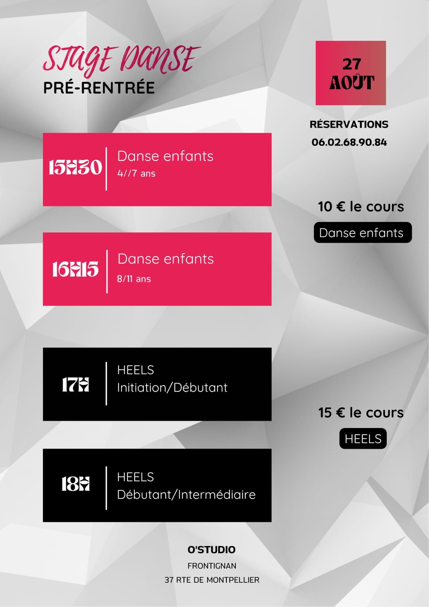 Stage Danse Pré-Rentrée — Danse Enfants & Heels