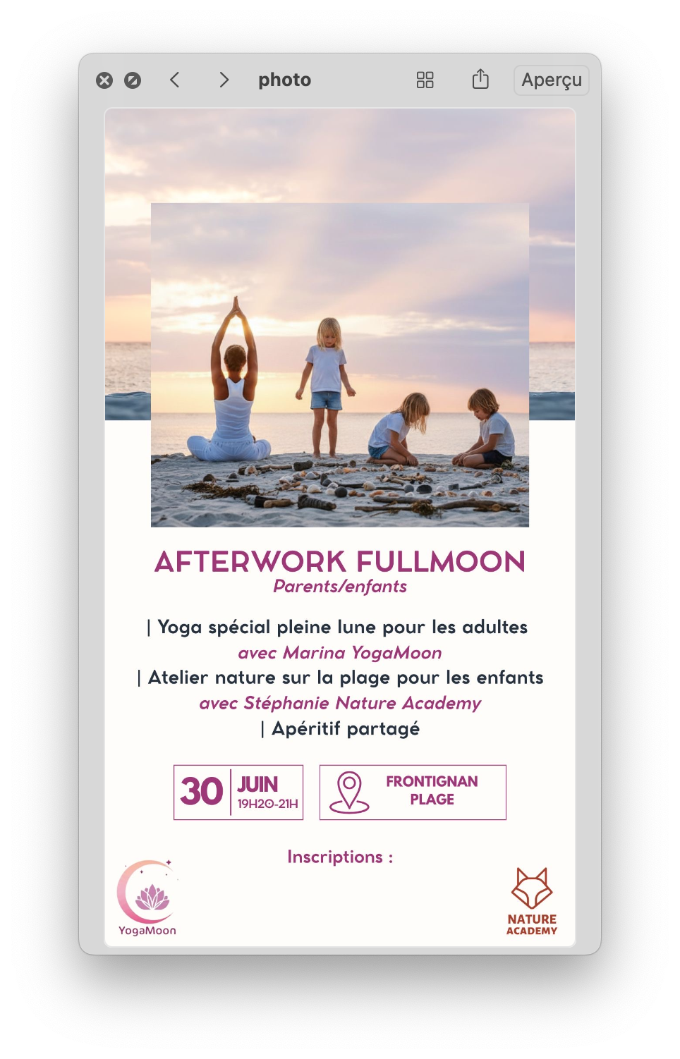 Afterwork Fullmoon — Yoga & Nature en famille sur la plage